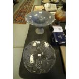 Glass Vase & moulded glass plate