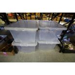 Four 35 Litre Lidded Storage Boxes