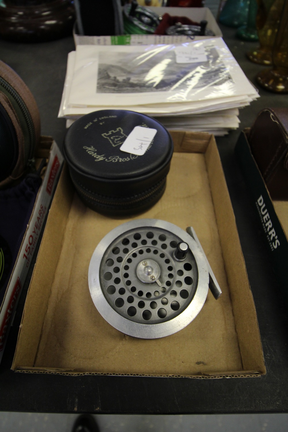 Vintage Hardy Bros 'The Sunbeam' fly reel 6/7, castellated tension adjuster, with line eye guide