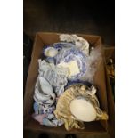 Box of Wedgwood and Rington plates etc