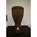 Balinese woven wicker basket on stand