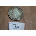 1696? silver coin - crown? later engraved HR