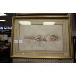 Francis Boxall Watercolour - Reclining Female