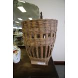 Balinese wicker basket with wooden stand A/F