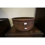 Large Balinese circular wicker basket