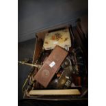 Box of metalware etc