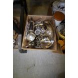 Box of plated wares inc chocolate pot