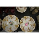 2 Meissen floral and gilt plates
