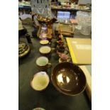Selection of copper lustre wares
