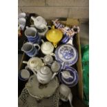 Box of Miscellaneous China, Jugs, Teapots etc