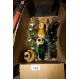 Box of old glass and stoneware bottles