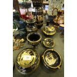 Selection of modern Greek Pottery with classical designs in 24 carat Gold