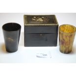 Inlaid Horn Box and 2 Beakers
