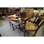 Oak Draw Leaf Table & 4 Chairs