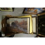 Box of mixed decorative pictures