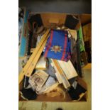 Box of Miscellaneous including Photographs/Masonic Sash etc