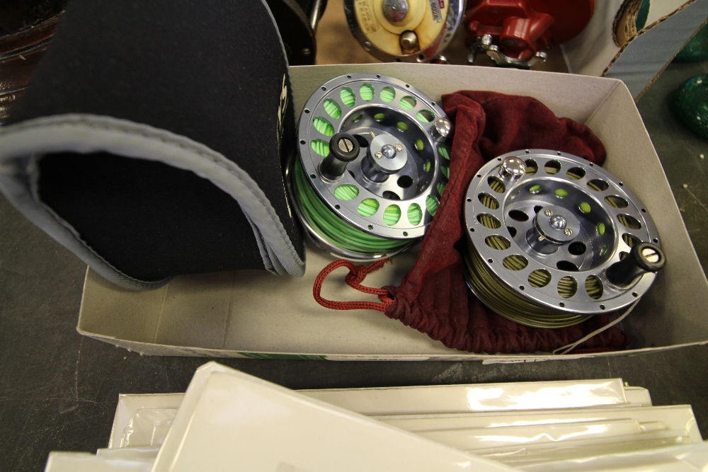 Greys E Lite Fly Reel and spare spool, both with fly line fitted and pouches