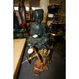 Scholar Figure, Pair of French Hooks and a Pair of Clown Brass Handles