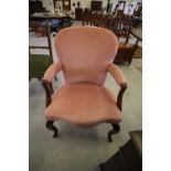 Mahogany Framed Pink Armchair