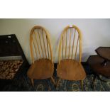 Pair of Light Ercol Tall Back Chairs