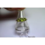 9ct gold green (thought peridot) and white stone ring, size O