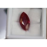 Heat treated marquise cut 6.77ct ruby, with GGL certificate