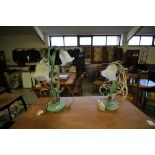 Two Painted Leaf Lamps
