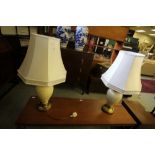 Pair of Large Metal Lamps & Shades