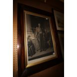 Large rosewood frame with print of the duke of Wellington A/F