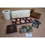 1951 Festival of Britain coin, Coronation coin set and misc coins