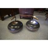 2 Brass Handled Curling Stones