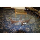 1970's Oval Glass Top Coffee Table