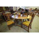 Oak Table & 4 Barley Twist Oak Chairs