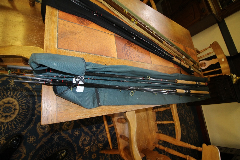 2 John Norris of Penrith Spiralite Carbon, both with original cloth bags, 15' fly Lakeland Spiralite