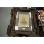 Pair of overpainted portraits, and 3 framed photographic portraits