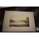 William Taylot Longmire - watercolour - Coniston lake, signed and dated 1900, mounted but unframed