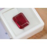 Heat treated emerald cut 8.52ct ruby, with GGL certificate