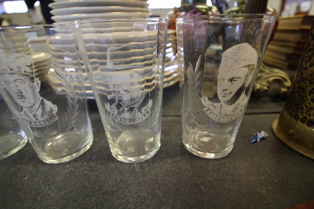 Set of 6 Engraved Glasses of WW2 Interest - Image 4 of 4