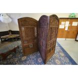 Highly Carved & Pierced Burmese 3-Fold Room Screen