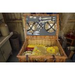 Antler Wicker Basket Picnic Hamper with Contents