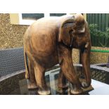 Large Carved Heavy Wooden Elephant (Weight 4kg) lacking tusks