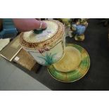 Majolica cheese dish and cover (base A/F)