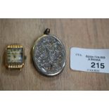 Mithras Gold Cased Watch (A/F) & Silver Locket