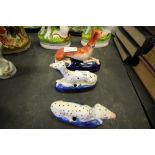 3 Staffordshire Greyhound Pew Stands (A.F)