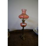 Brass & Glass Oil Lamp & Shade