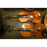Continental Child's Violin with Flamed 2 Piece Back and a Child's Violin labelled "Copy of