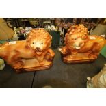 Pair of Staffordshire Lions