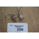 Pair of Silver & Facet Cut rose Quartz Earrings