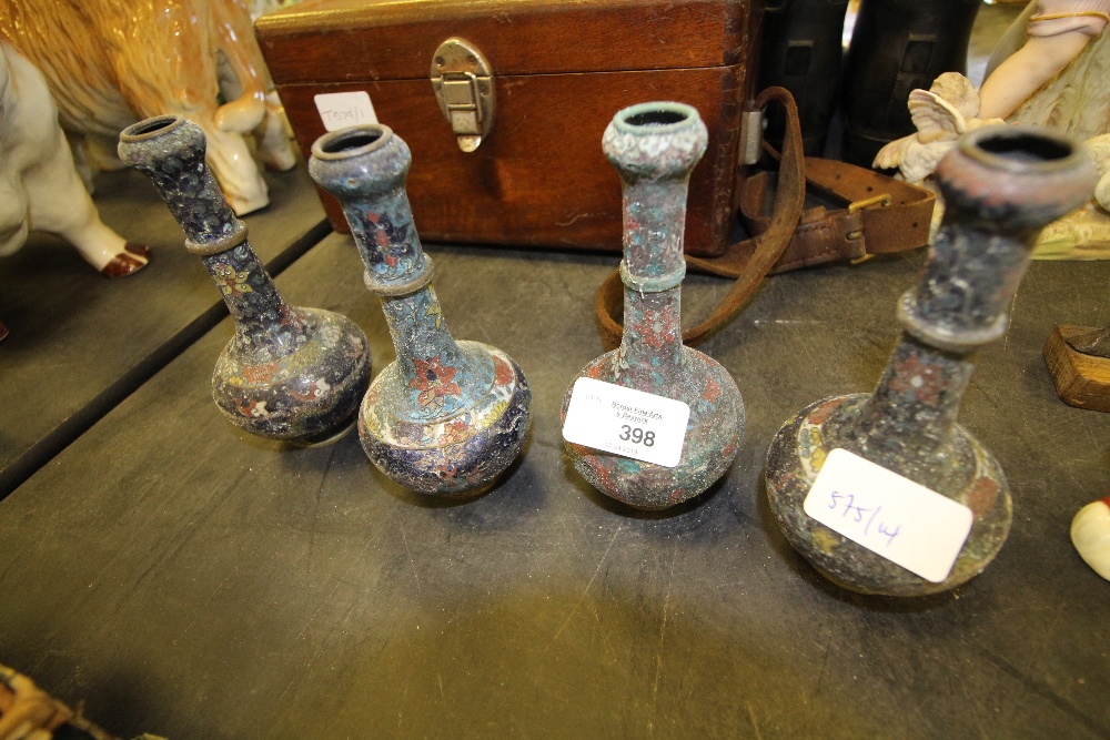 4 Cloisonne Enamel Vases (one A/F)