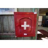 Red painted First Aid cupboard